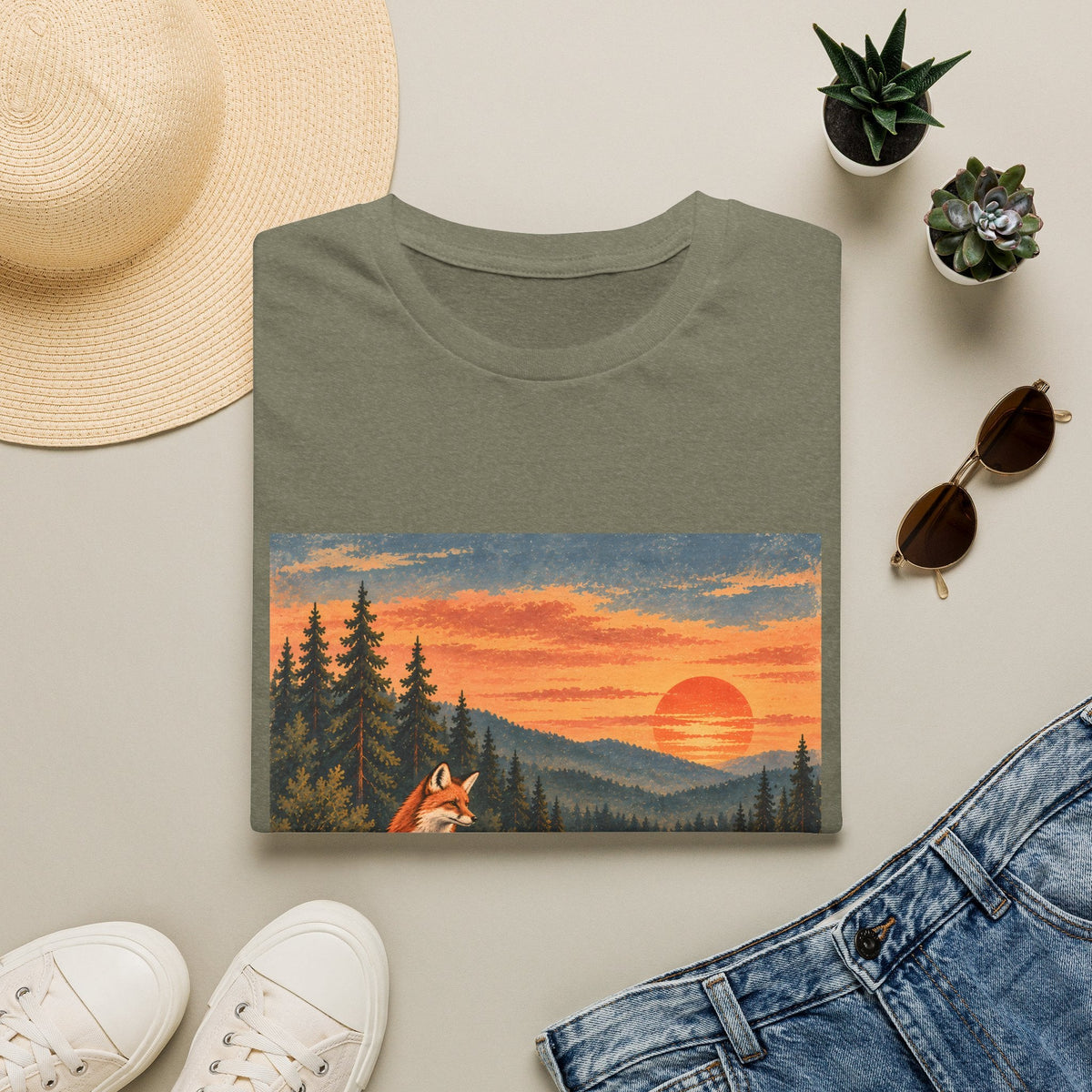 Fox Sunset Tee Printify