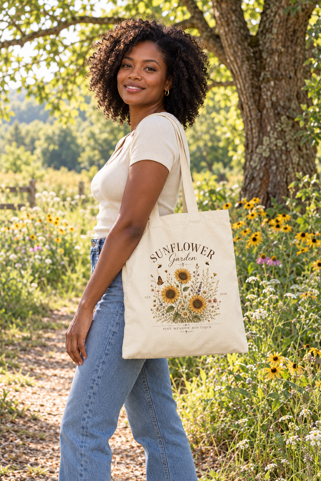Sunflower Garden Tote Bag Printify