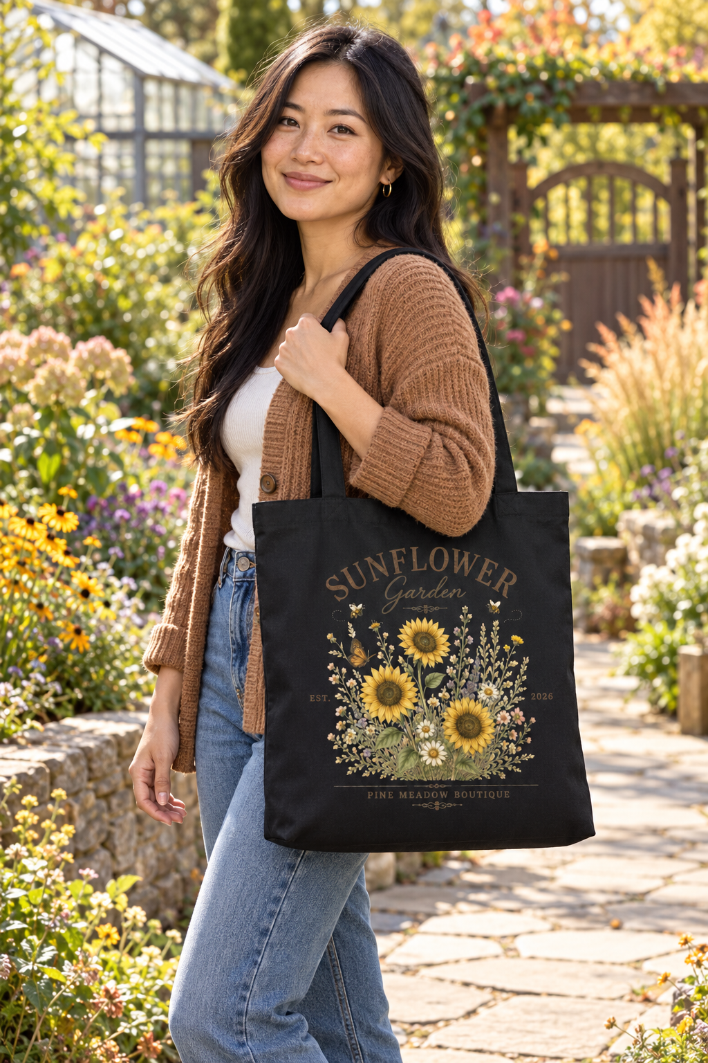 Sunflower Garden Tote Bag Printify