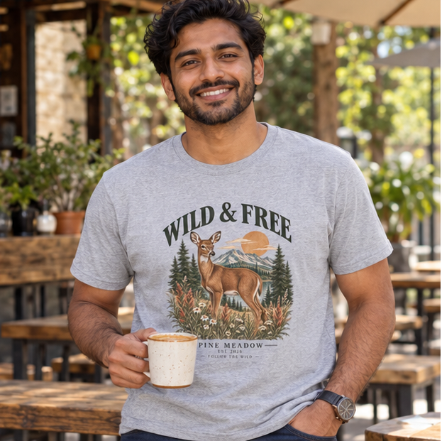 Wild & Free Deer Tee Printify