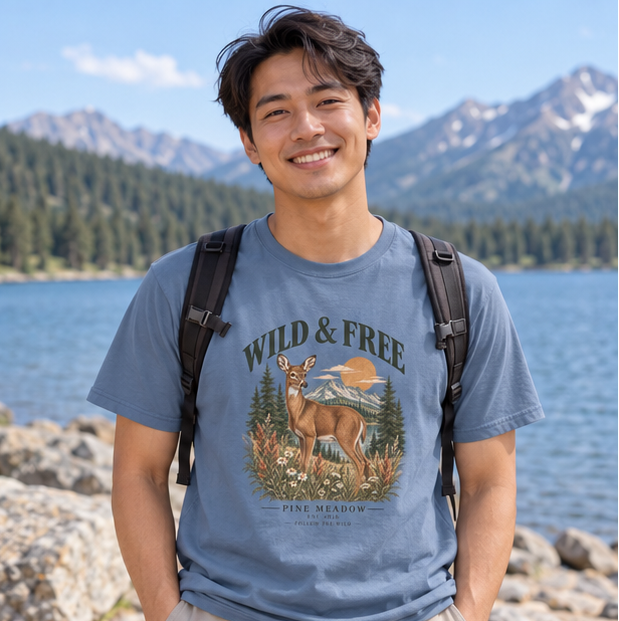 Wild & Free Deer Tee Printify