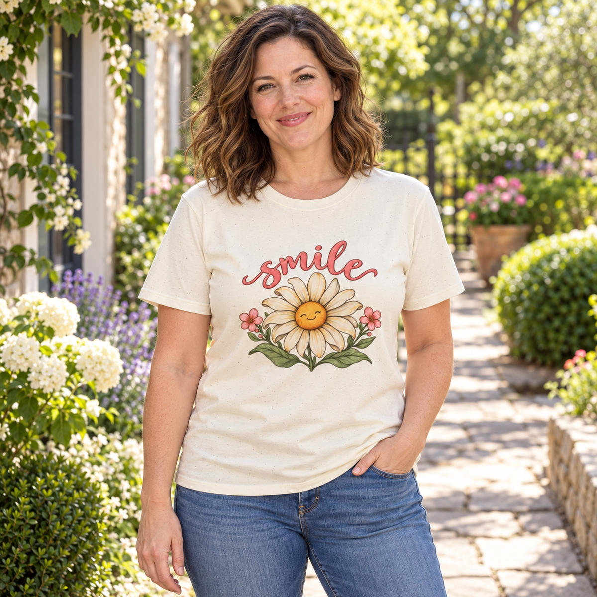 Smile Daisy Tee Printify