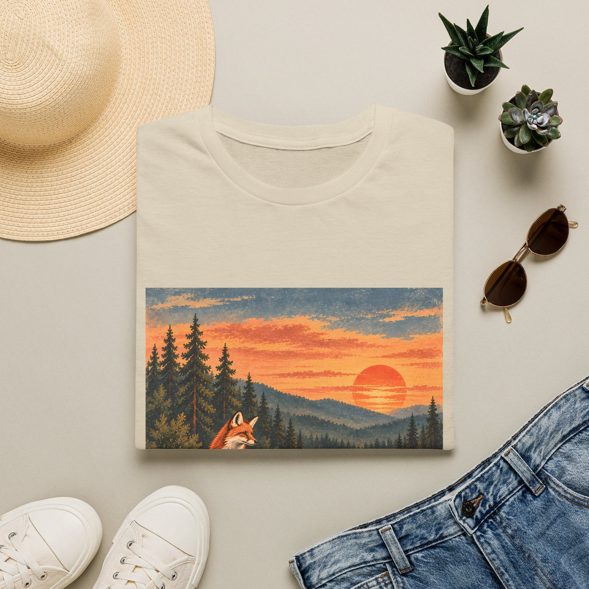 Fox Sunset Tee Printify