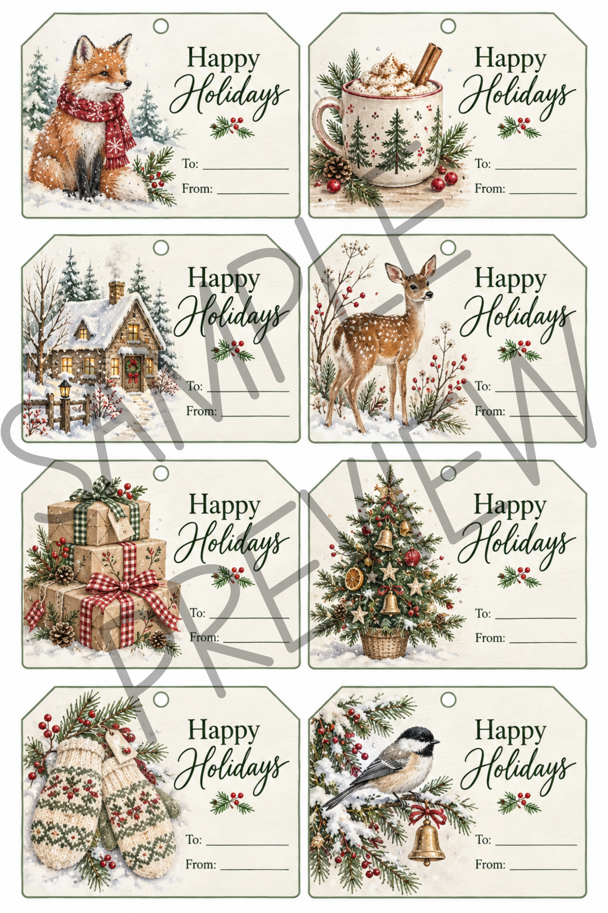 Woodland Christmas Gift Tags